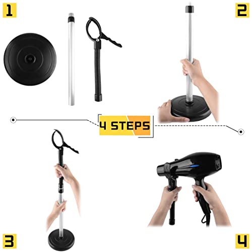 Hair Dryer Stand, 360 Degree Rotating, Hands-Free Holder with Heavy Base Q689454