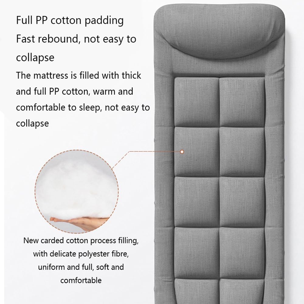 Folding Camping Cot with Mattress and Pillow, Portable Lightweight Sleeping Bed T4218