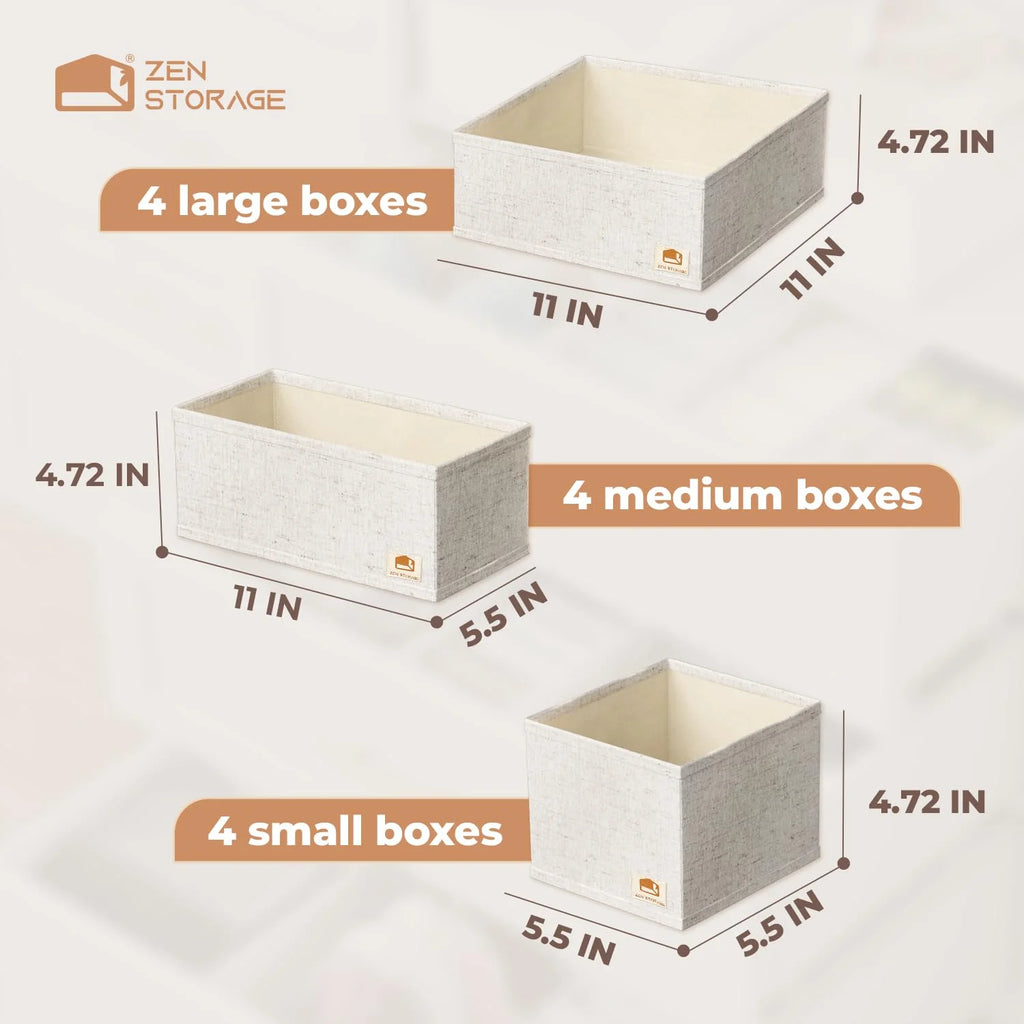 Drawer Organizer, 12 Pack Foldable Dividers for Clothes and Accessories, Beige D8960