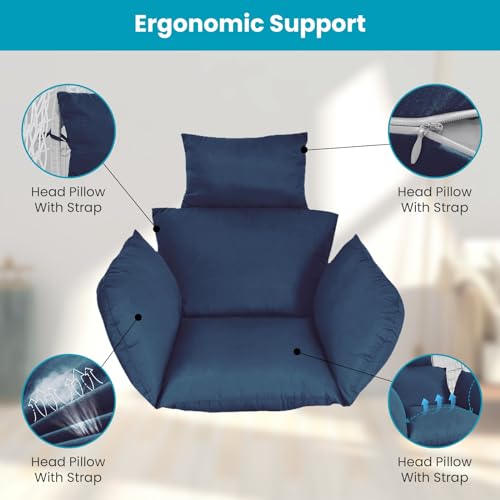 Egg Chair Cushion with Pillow, Thicken Swing Chair Cushion with Ties, Indoor Outdoor D443787