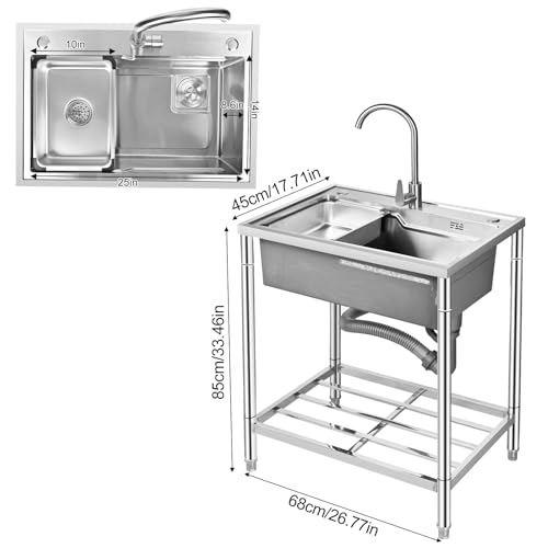 Stainless Steel Freestanding Single Bowl Sink with Faucet S3485