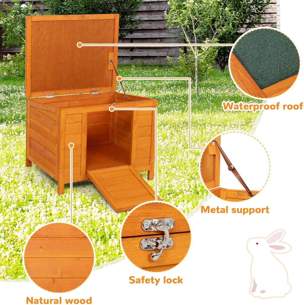 Wooden Small Animal House Outdoor Rabbit Hutch Weatherproof Pet Shelter A313974