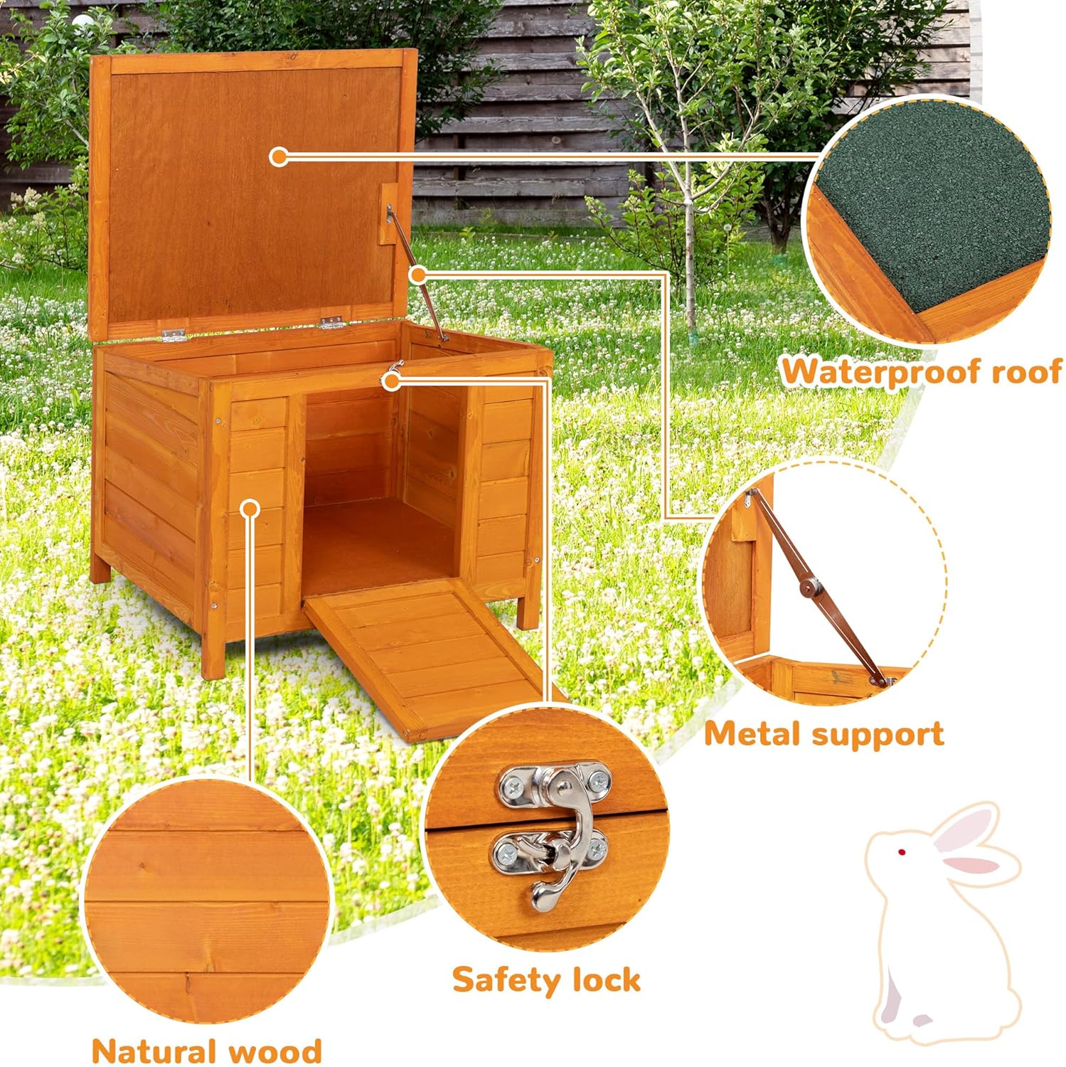 Wooden Small Animal House Outdoor Rabbit Hutch Weatherproof Pet Shelter A313974