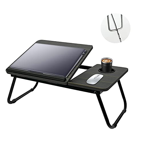 Laptop Desk Angle Adjustable Desktop for Bed and Sofa, Portable Work Relax Lap Desk & Bed Tray for Computer, Working, Writing, Eating on Bed and Couch, with Cup Holder (Black)