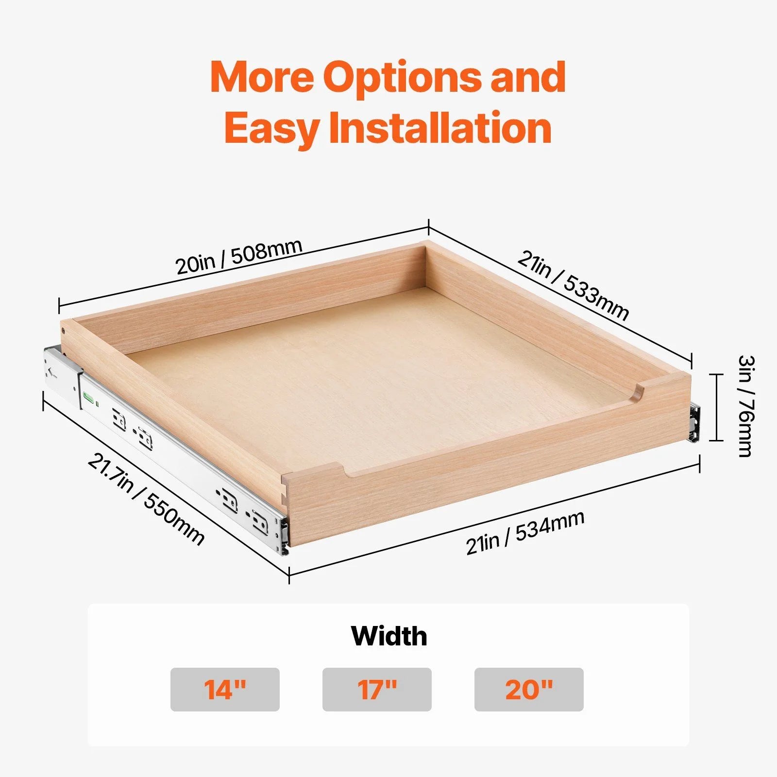 Soft Close Pull Out Cabinet Organizer, 20-Inch Wood Drawer B488