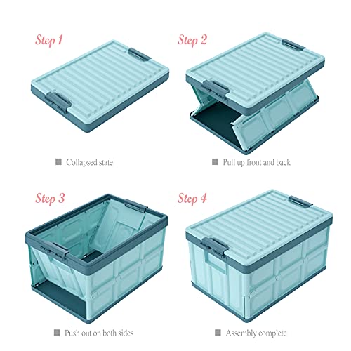 Collapsible Storage Bins with Lids 30L, Stackable Plastic Crates 2-Pack E2742