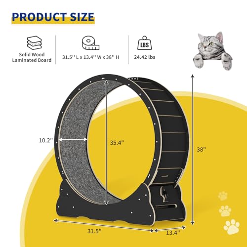 Cat Exercise Wheel for Indoor Cats with Anti-Scratch Pads S26607