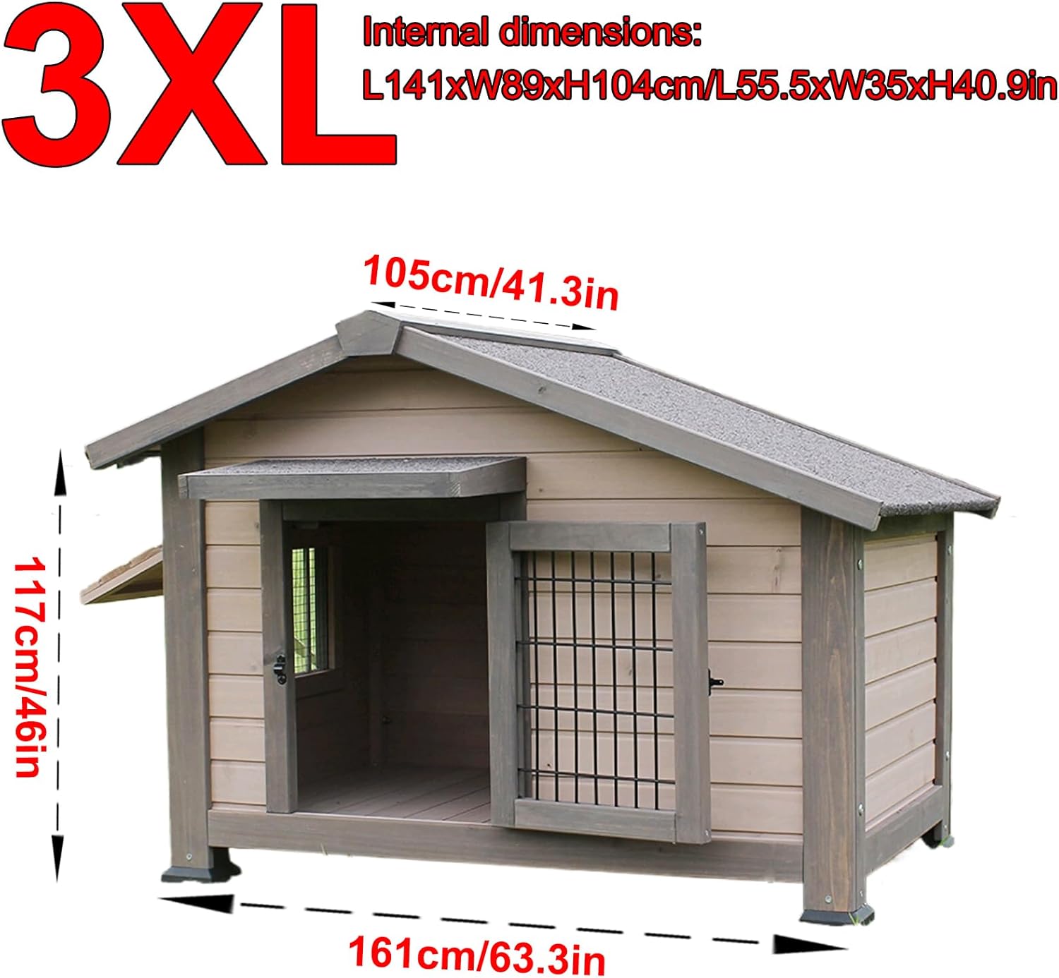Outdoor Dog House with Elevated Floor and Air Vent V657000