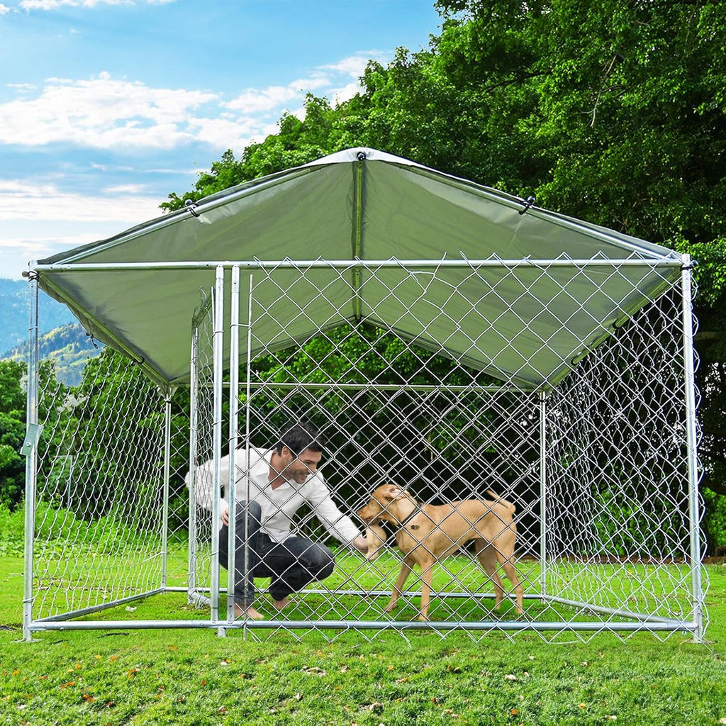 Outdoor Dog Kennel with Waterproof Roof and Lockable Door, 6.5x6.5x5 ft C53000
