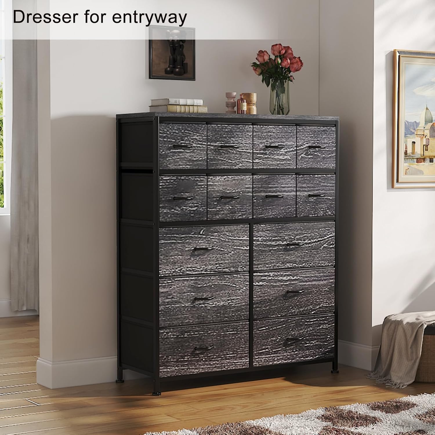 Tall Dresser with 14 Fabric Storage Drawers for Bedroom V329340