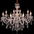 Cognac 8 Lights K9 Crystal Chandelier Modern Luxurious Light Candle Pendant Lamp Ceiling Living Room Lighting for Dining Living Room Bedroom Hallway Entry 31x28 Inch Gifts (Cognac Color)