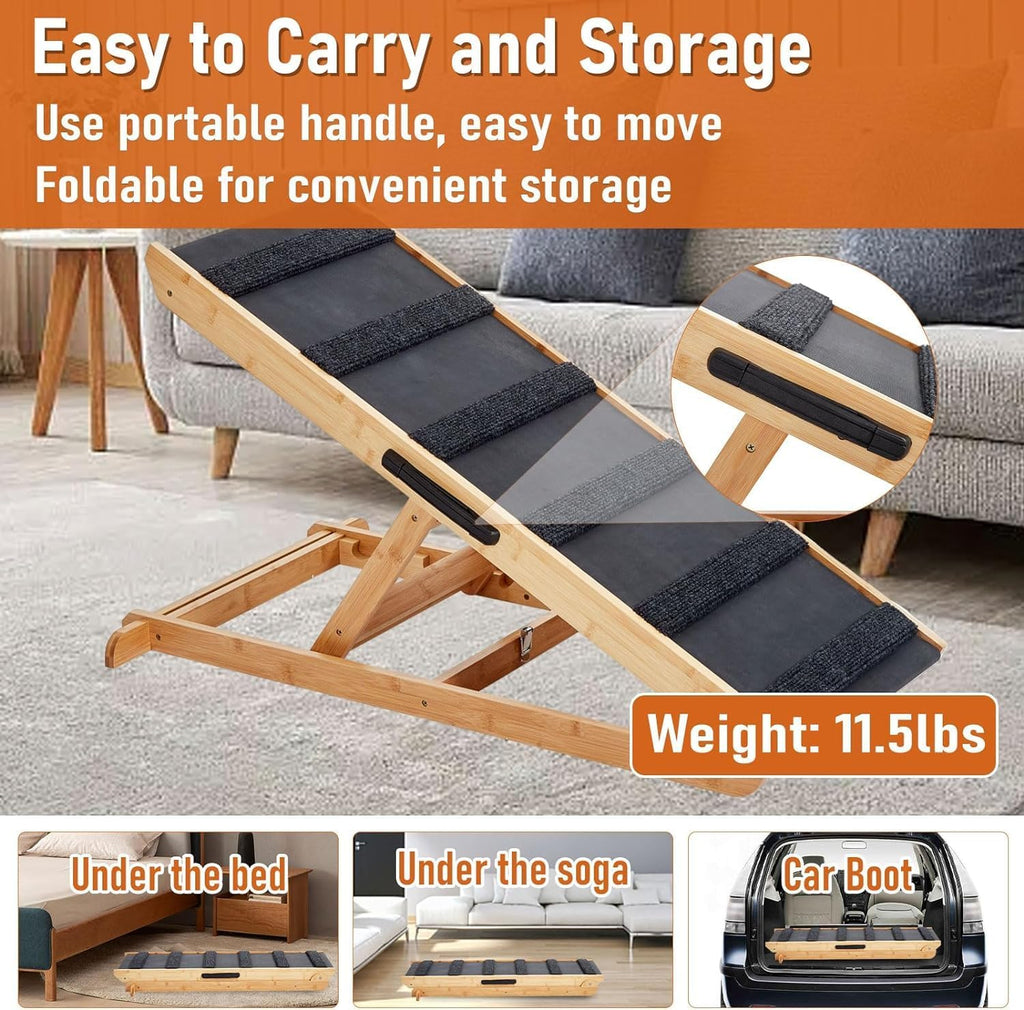 Dog Ramp for Bed, 6-Layer Adjustable, Non-Slip Surface Y1364