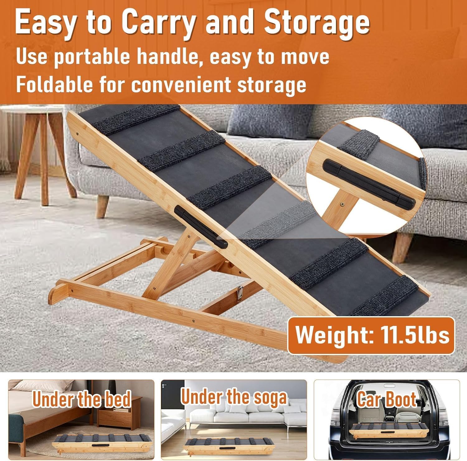 Dog Ramp for Bed, 6-Layer Adjustable, Non-Slip Surface Y1364