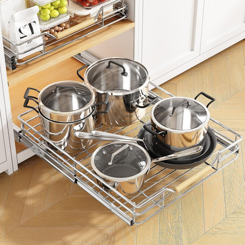 Pull Out Cabinet Organizer, Heavy Duty Smooth Sliding Shelves for Pots and Pans X987688