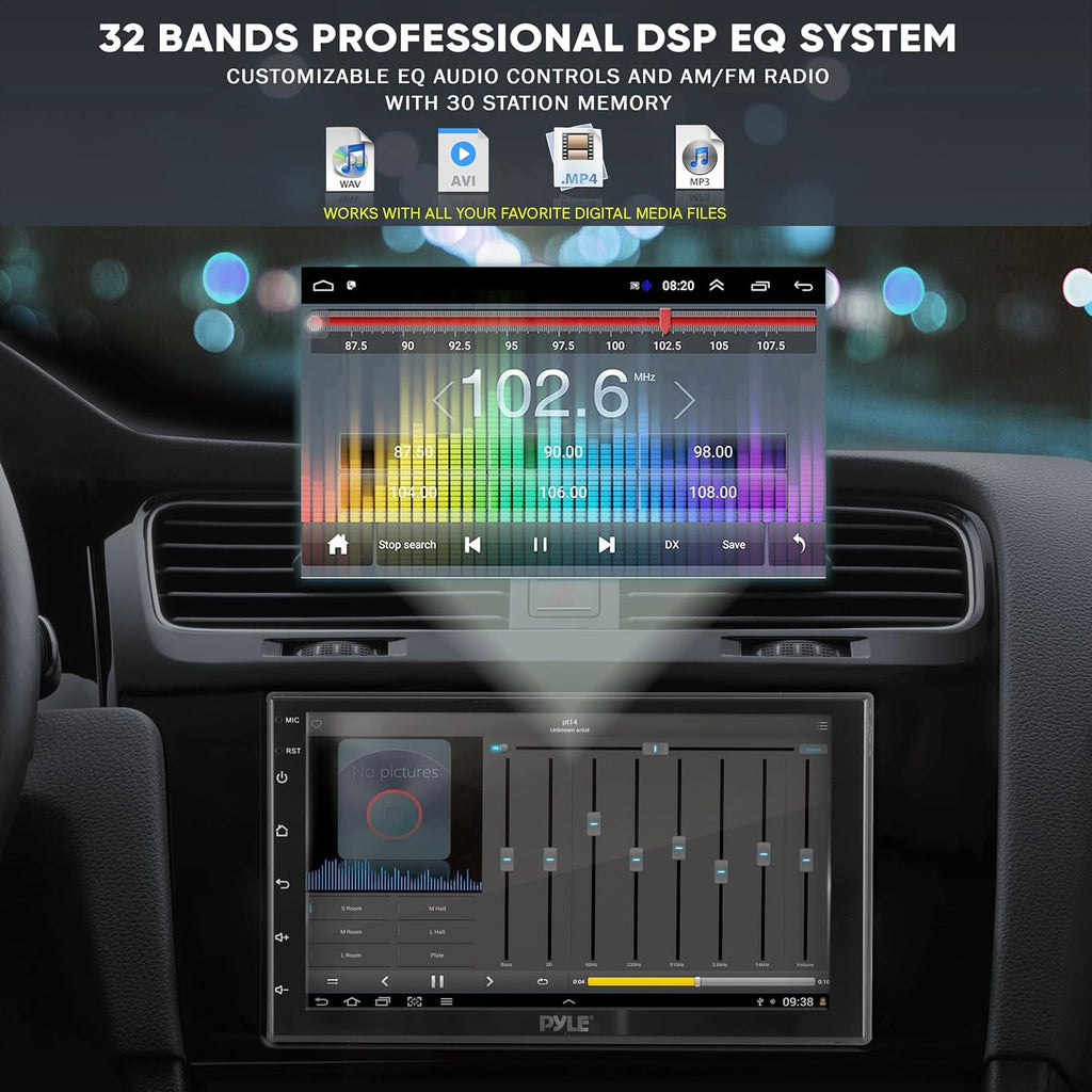 Double DIN 7 Inch Touch Screen Car Stereo Receiver with Bluetooth, GPS, WiFi, and Dual USB V966