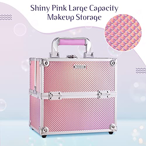 Makeup Train Case Portable Cosmetic Organizer with 4 Trays H982978