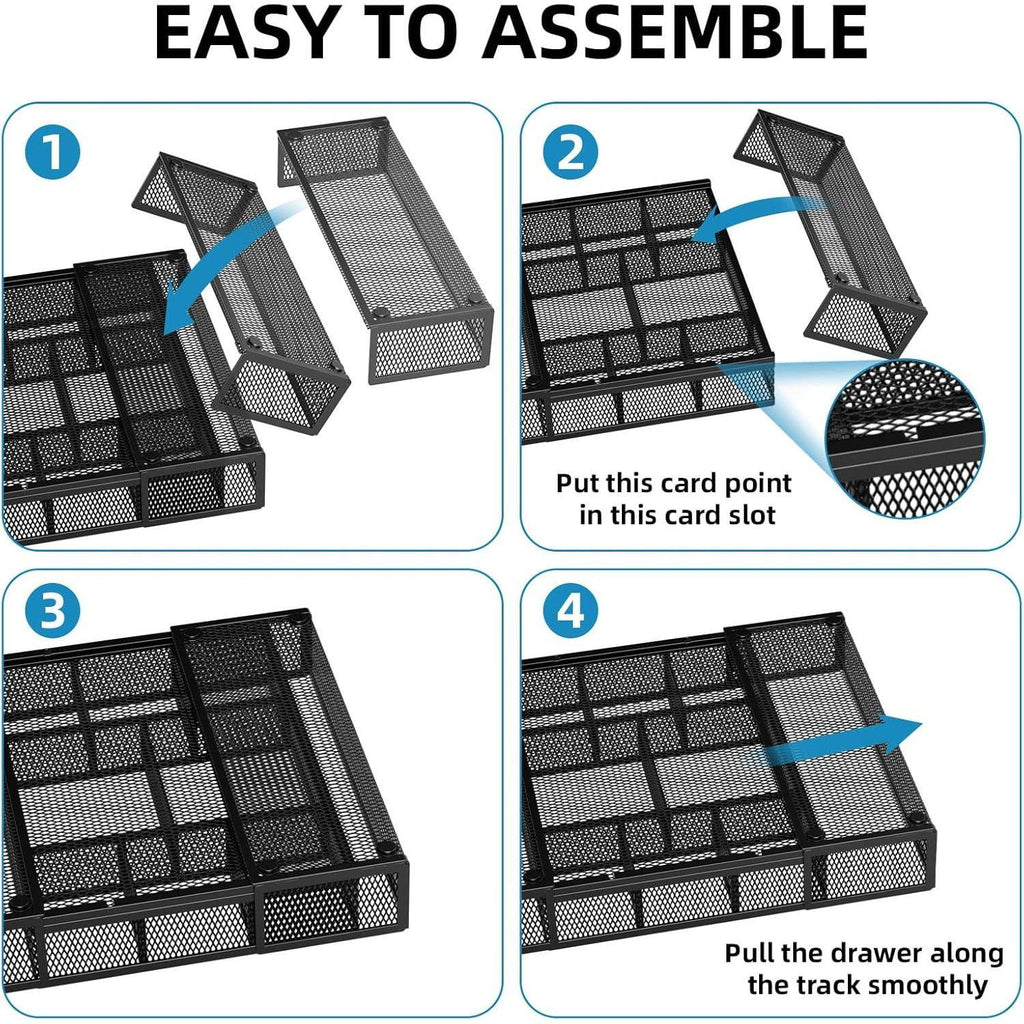 Mesh Desk Drawer Organizer with 10 Adjustable Compartments O607