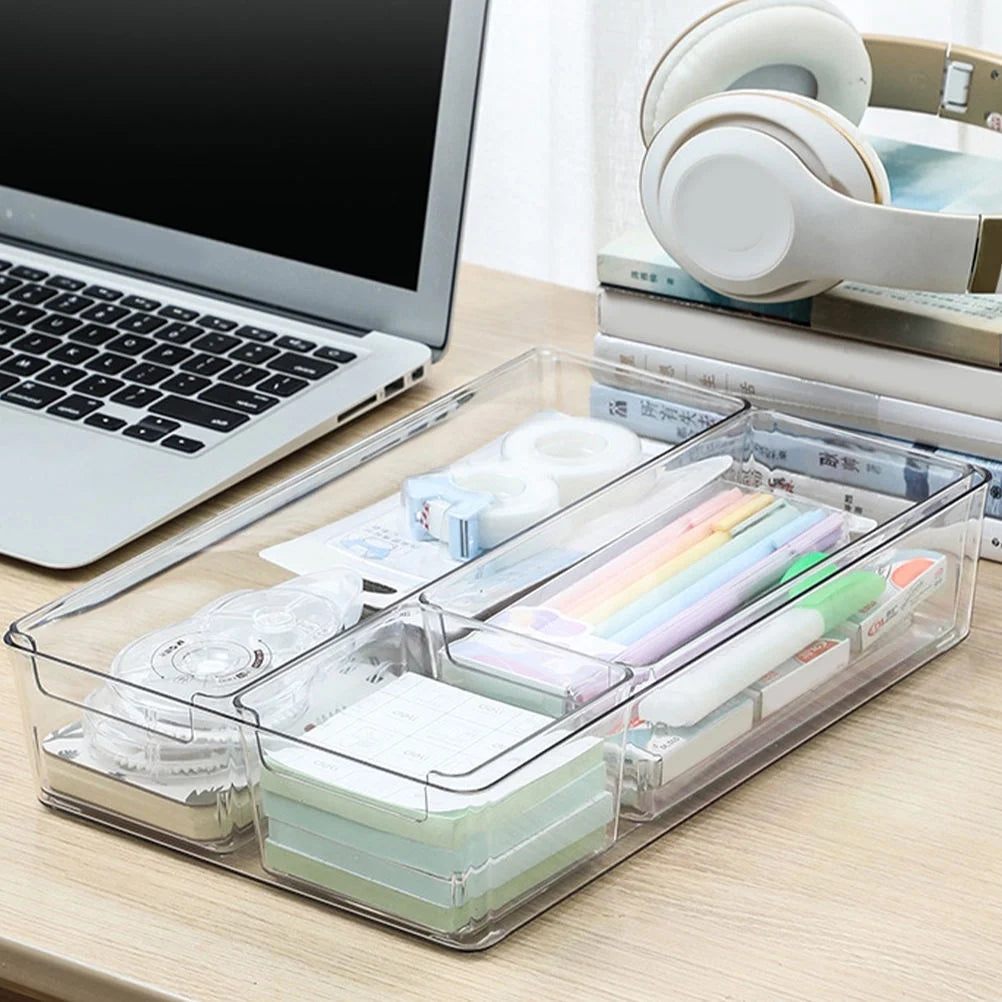 Desktop Storage Box with Dividers, Clear C626