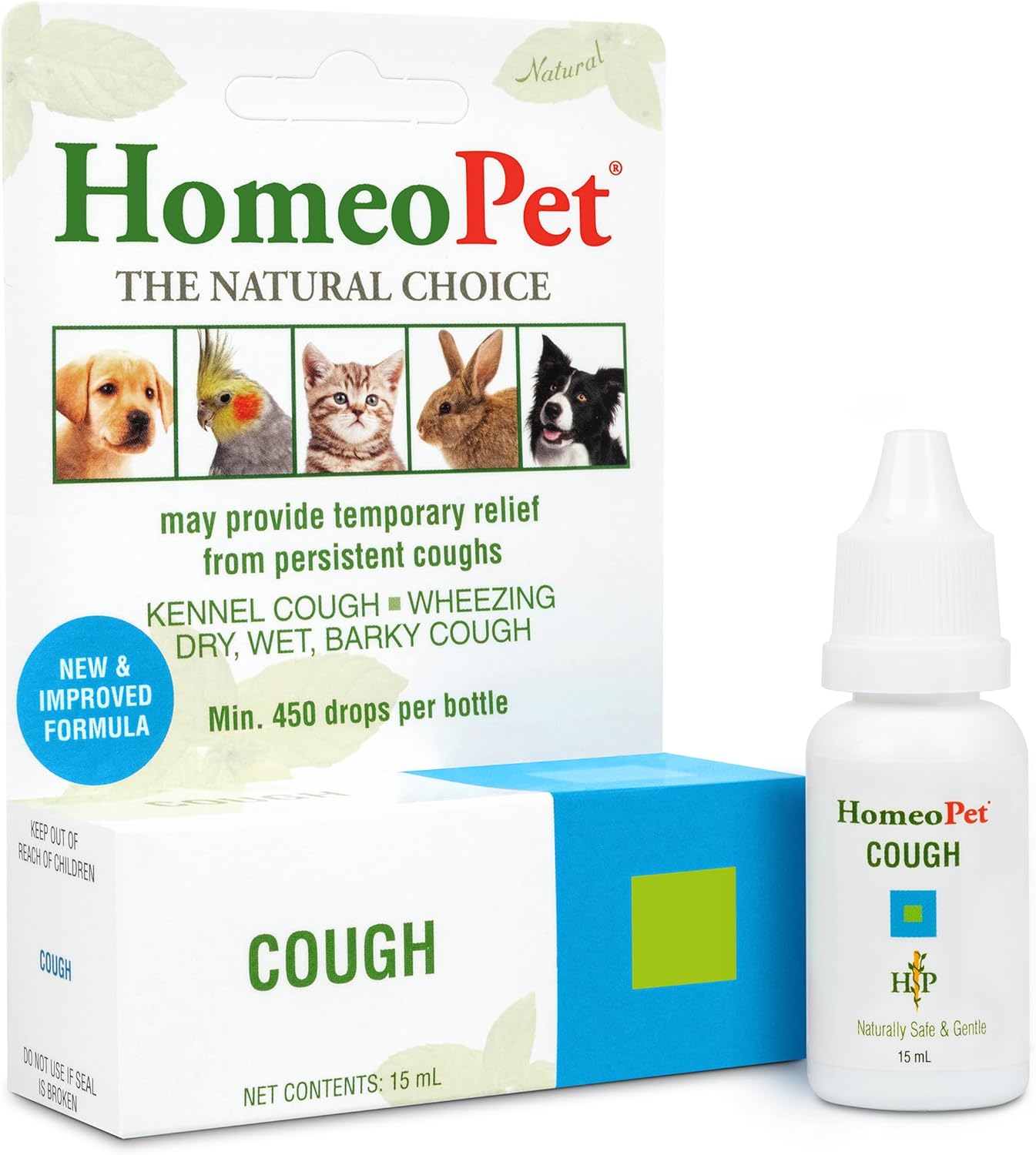 HomeoPet Cough, Gentle Natural Cough Medicine for Dogs, Cats, and Small Pets, Cat and Dog Cough Medicine, 15 Milliliters