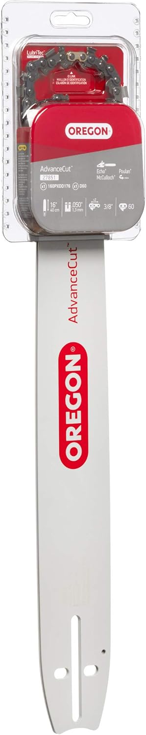 Chainsaw Guide Bar & Chain Combo, 16" (40cm) Low Kickback Chain Set S807