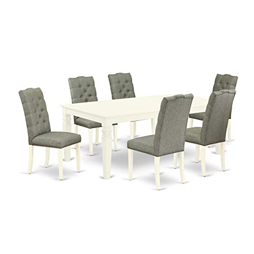 Rectangle Dining Table with Butterfly Leaf and 6 Upholstered Chairs X675010