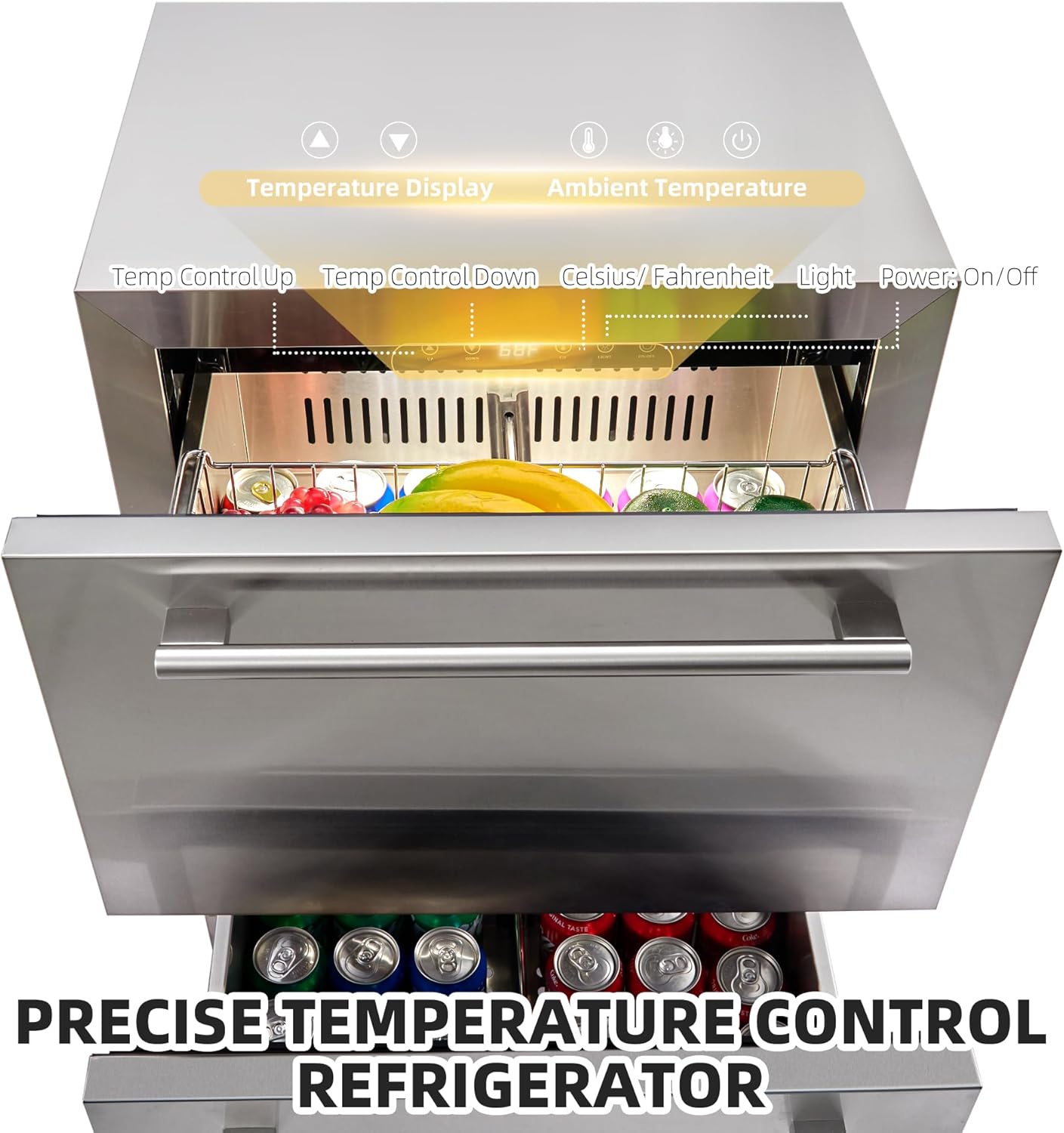 Under Counter Drawer Fridge, Outdoor Refrigerator with Stainless Steel Body X69813