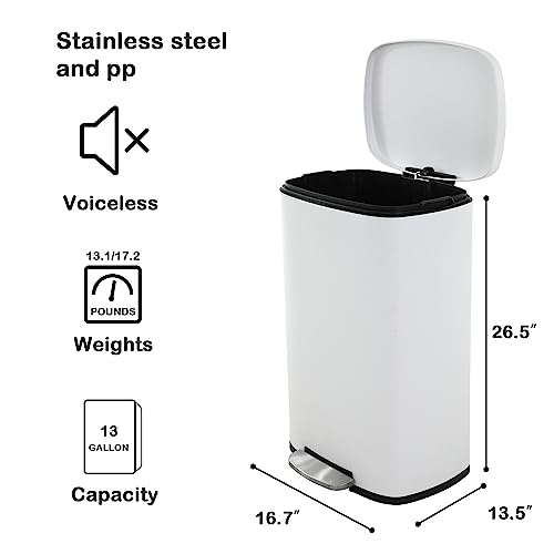 50 Liter Stainless Steel Kitchen Trash Can with Lid and Foot Pedal T906