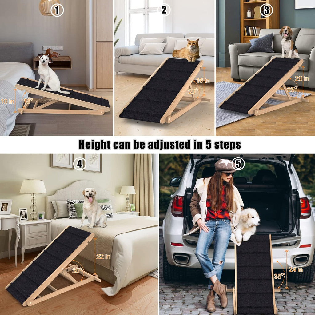 Folding Dog Ramp for Couch or Bed, Non-Slip, Adjustable Height N247292