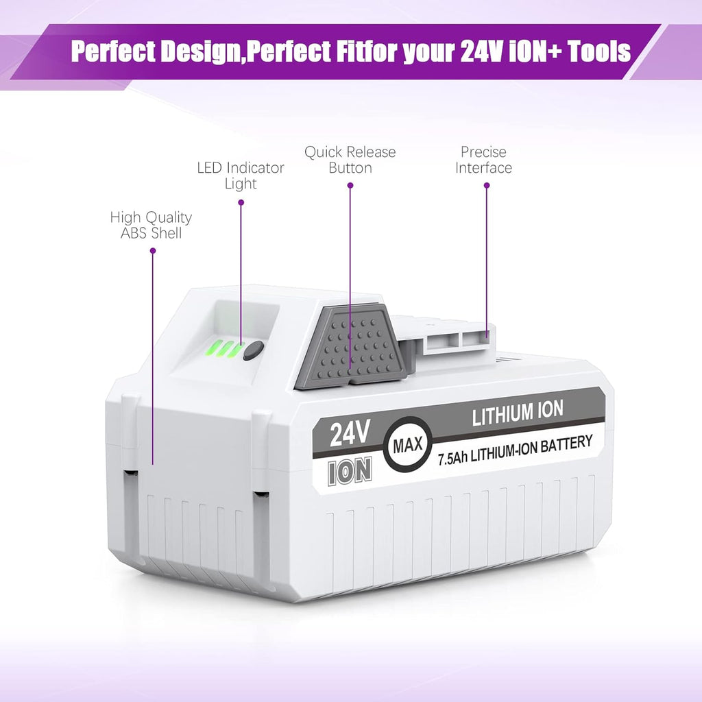 7500mAh 24V Replacement Battery for 24V Cordless Outdoor Power Tools P86217