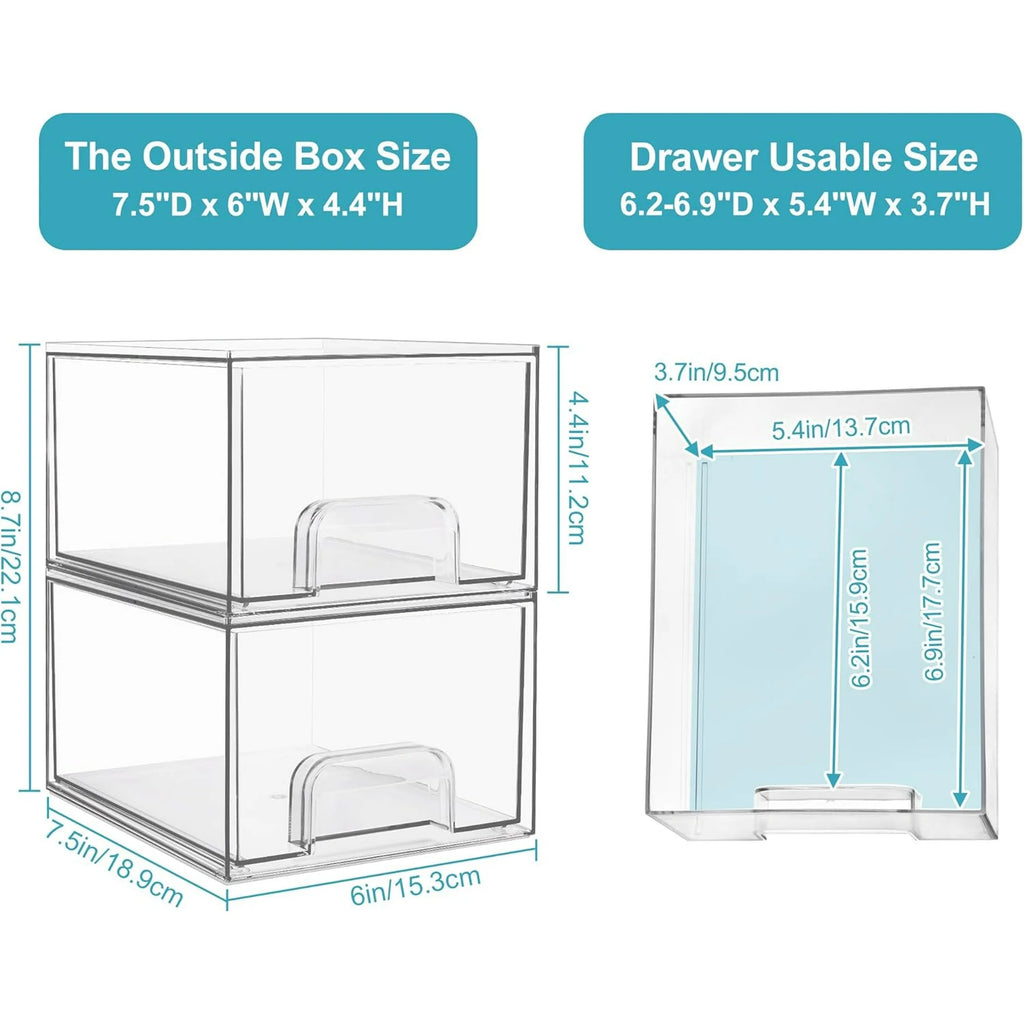 Stackable Storage Drawers, Acrylic Makeup Organizer for Vanity C940675