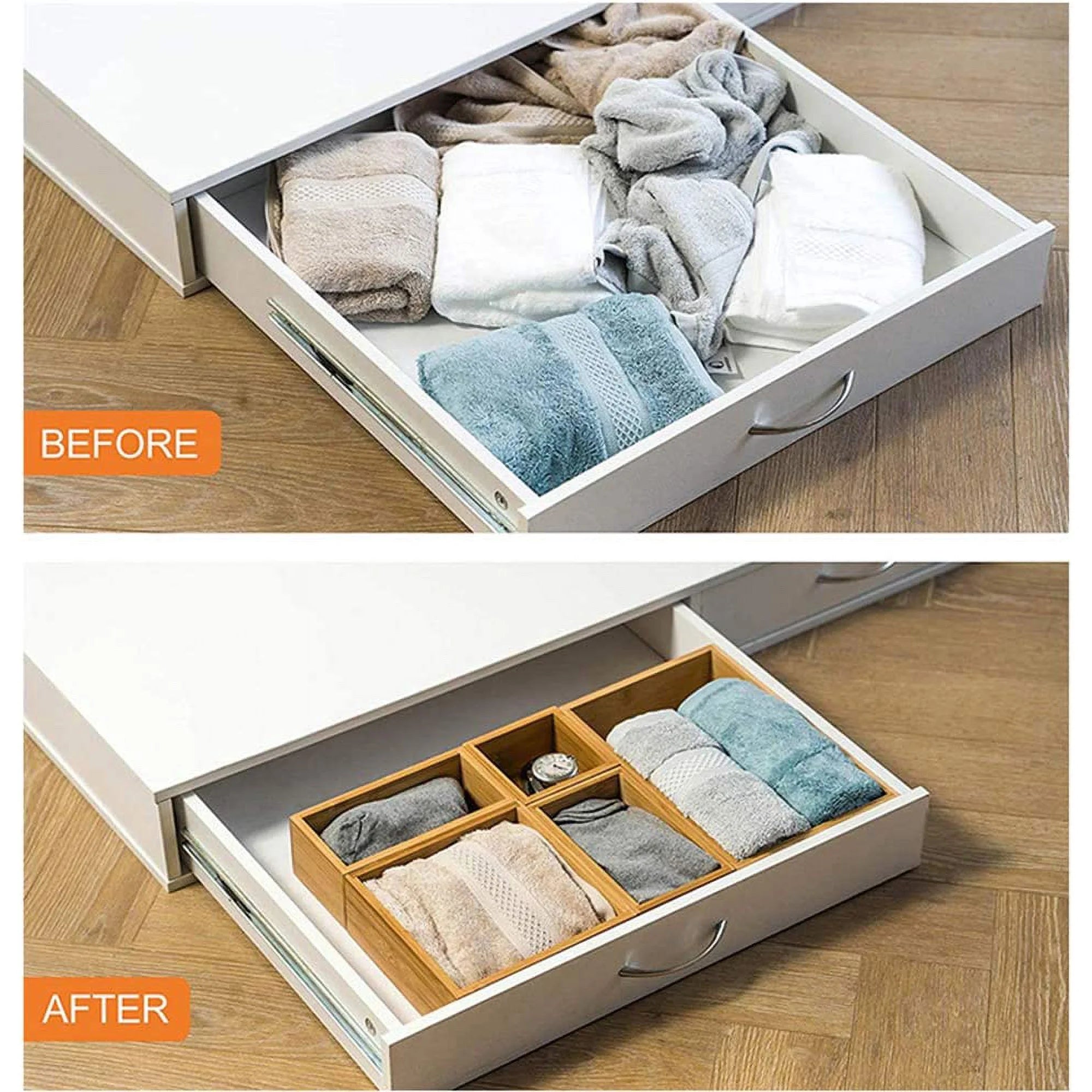 Bamboo Drawer Organizer Boxes, Set of 5 T13679