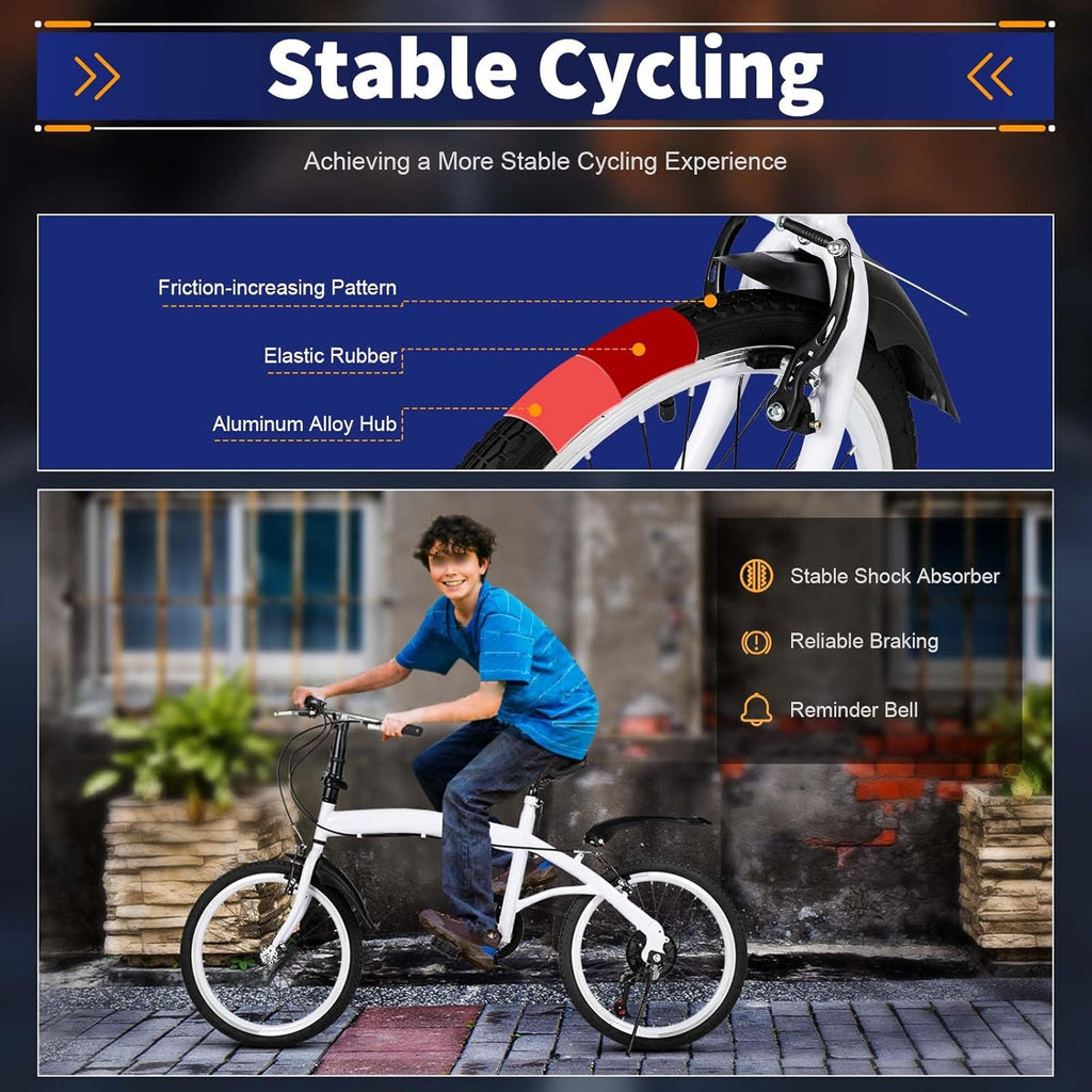 Folding Bike 20 Inch, 6 Speed, Adjustable Seat Y161