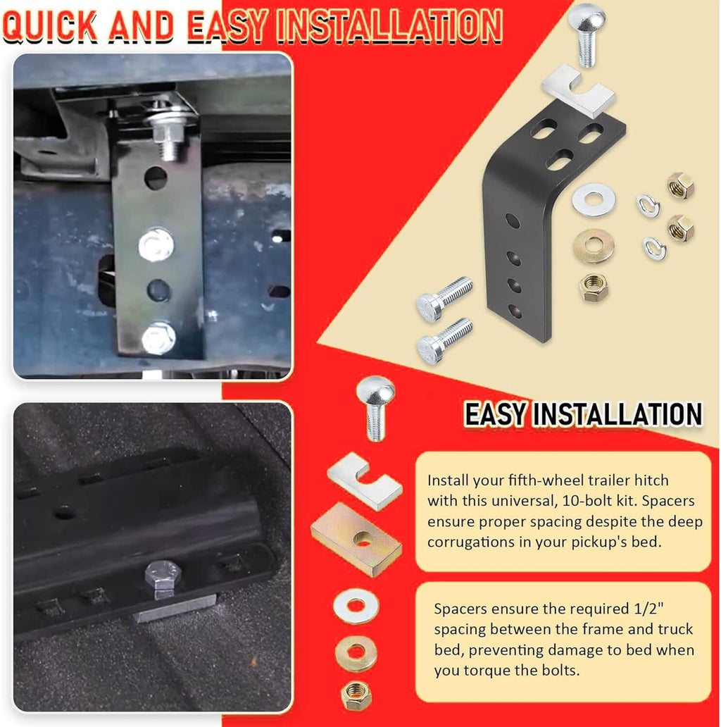 Fifth Wheel Mounting Rail Kit Trailer Hitch Steel 20K O5717