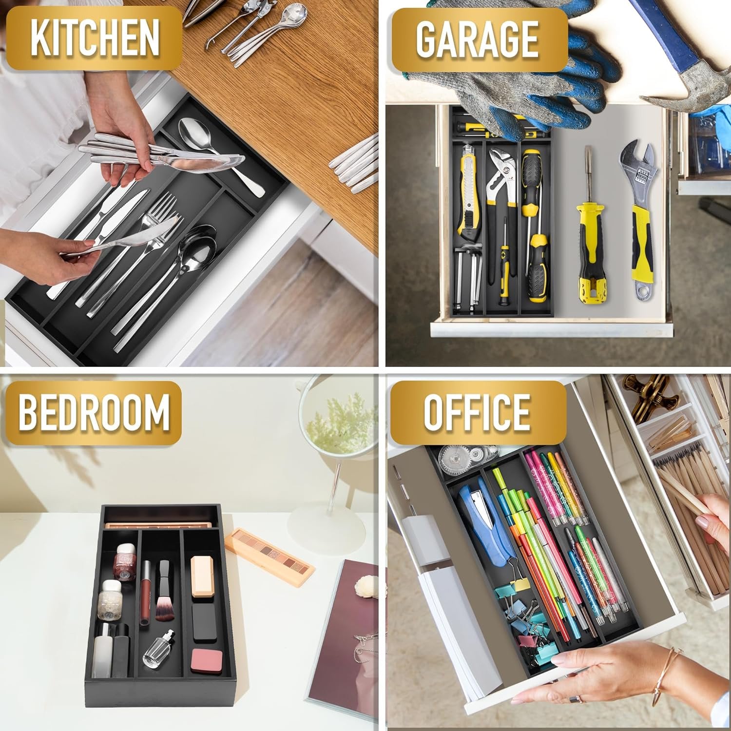 Silverware Drawer Organizer with Cutlery Tray C3735