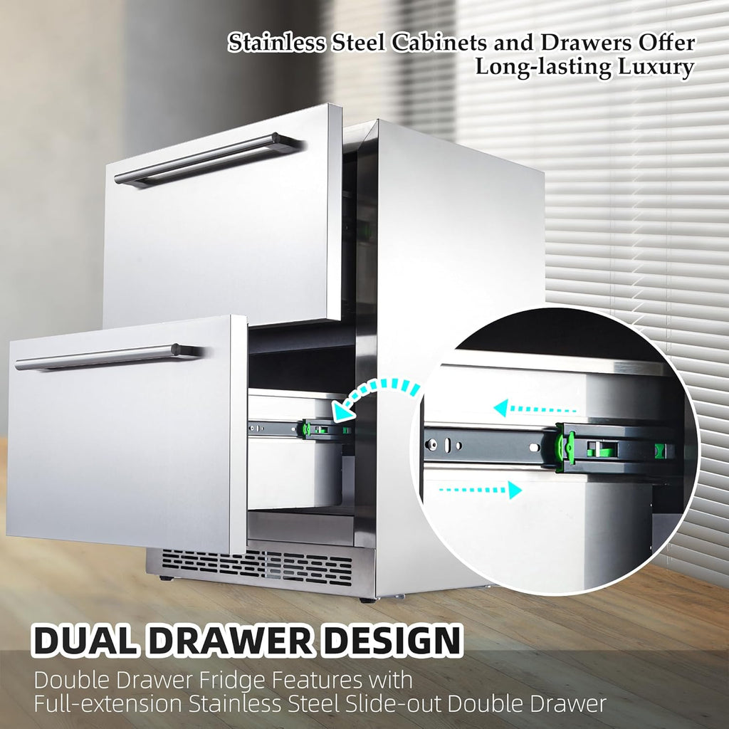 Under Counter Drawer Fridge, Outdoor Refrigerator with Stainless Steel Body X69813
