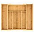 Expandable Bamboo Drawer Organizer, Kitchen Utensil Tray with Adjustable Dividers, Cutlery Storage for Forks Spoons Knives, Medium, Brown