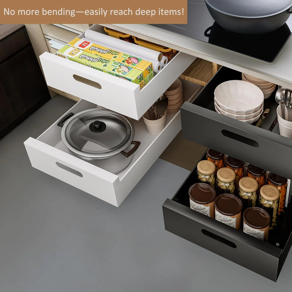 Pull Out Cabinet Organizer Adhesive, 10-Inch Wide Carbon Steel Roll-Out Drawers H859882