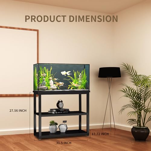 Fish Tank Stand Metal Double Layer with Storage, 40-50 Gallon, Black I174419