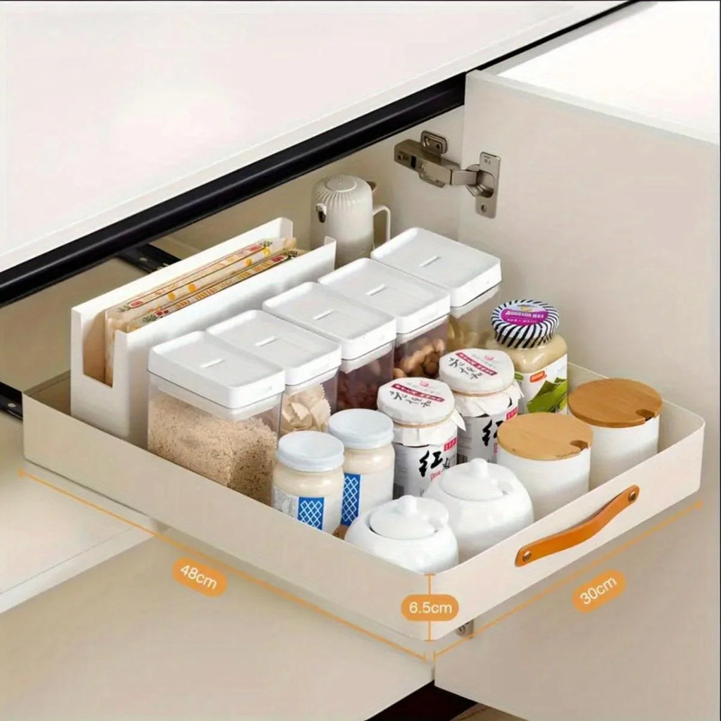 Cabinet Organizer with Adhesive Nano Film, Pull Out Drawer for Kitchen Pantry S678