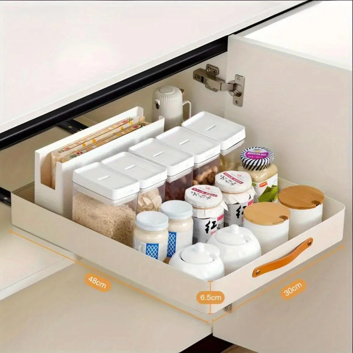 Cabinet Organizer with Adhesive Nano Film, Pull Out Drawer for Kitchen Pantry S678