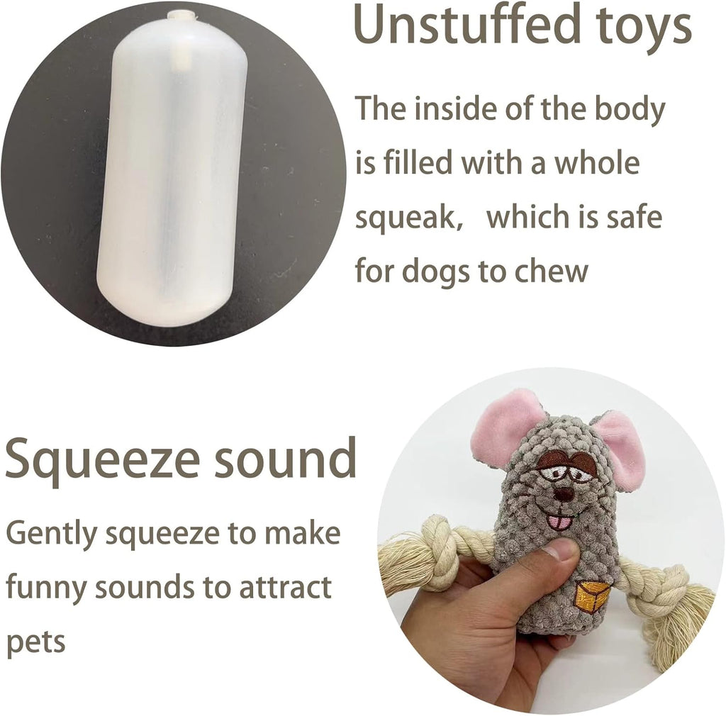 Squeak Plush Dog Toys, 6 Pack Cotton Rope Chew Toys for Puppy and Small Dogs A20076