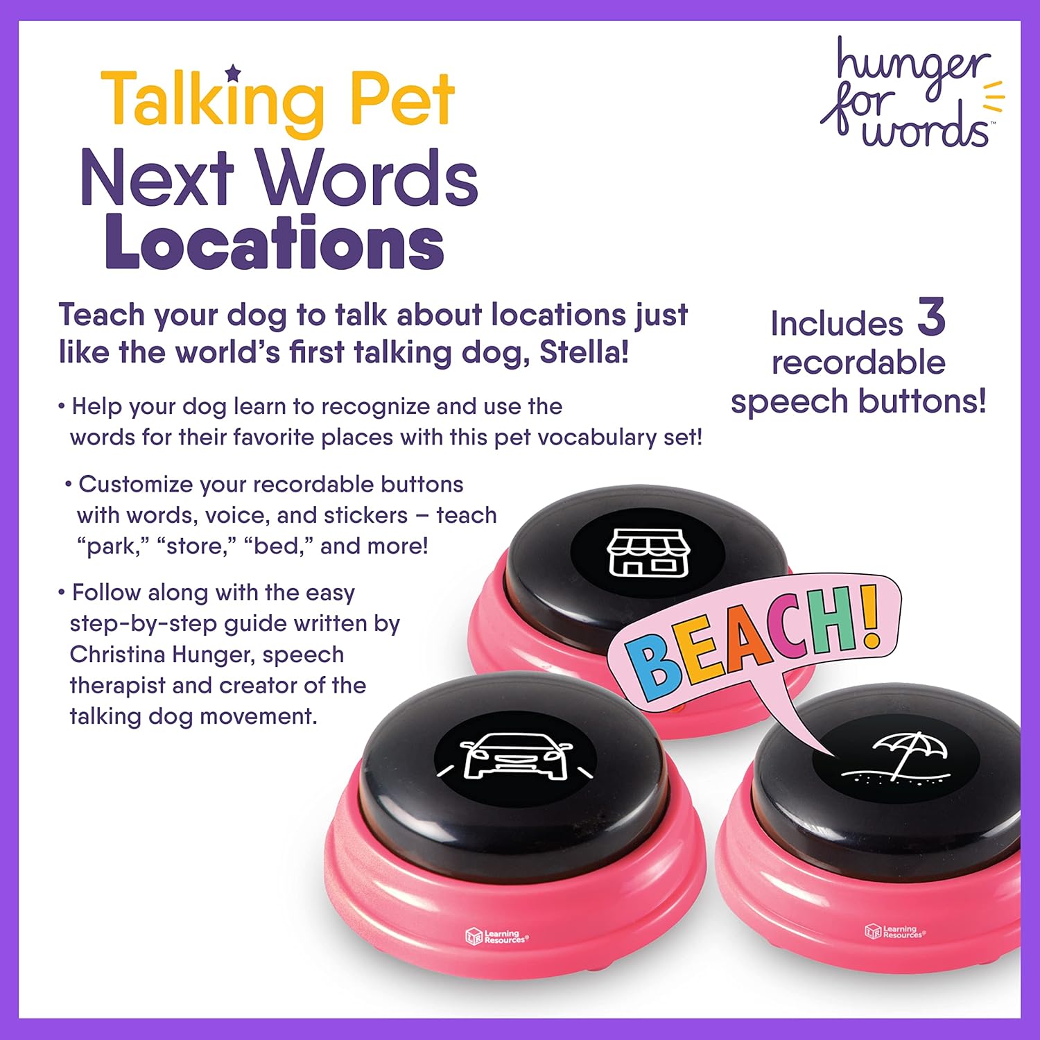 Recordable Speech Buttons for Dogs, 3 Piece Set R22390