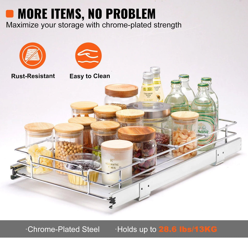 Pull Out Cabinet Organizer 14x21, Heavy Duty Steel Slide Out Shelves P772638