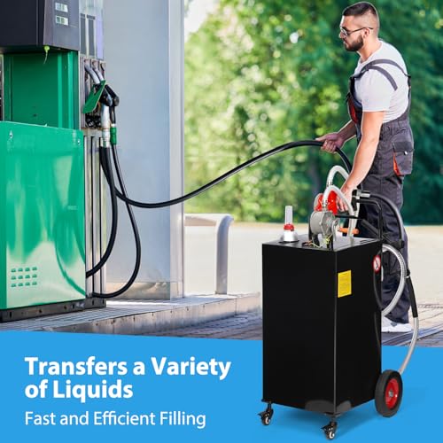 30 Gallon Portable Gas Caddy on 4 Wheels with Manual Transfer Pump H39098