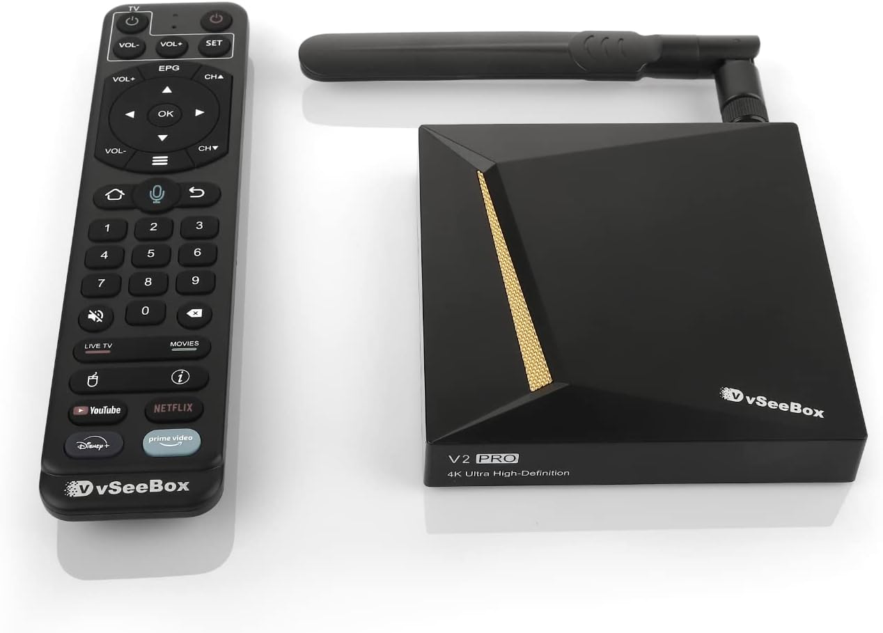 2023 vSeeBox V2pro w/Bluetooth Voice Remote & upgraded Wi-Fi 6k
