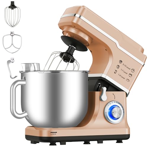 7.5 Qt Stand Mixer, 660W Tilt-Head Electric Food Mixer, 10 Speed Portable Lightweight Kitchen Mixer with Dough Hook, Stainless Steel Bowl, Egg Whisk, Beater for Daily Use (Blue)