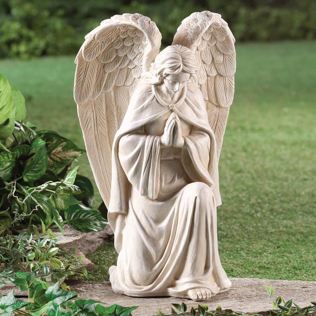 White Resin Angel Statue for Garden Memorial, 16 inch A222