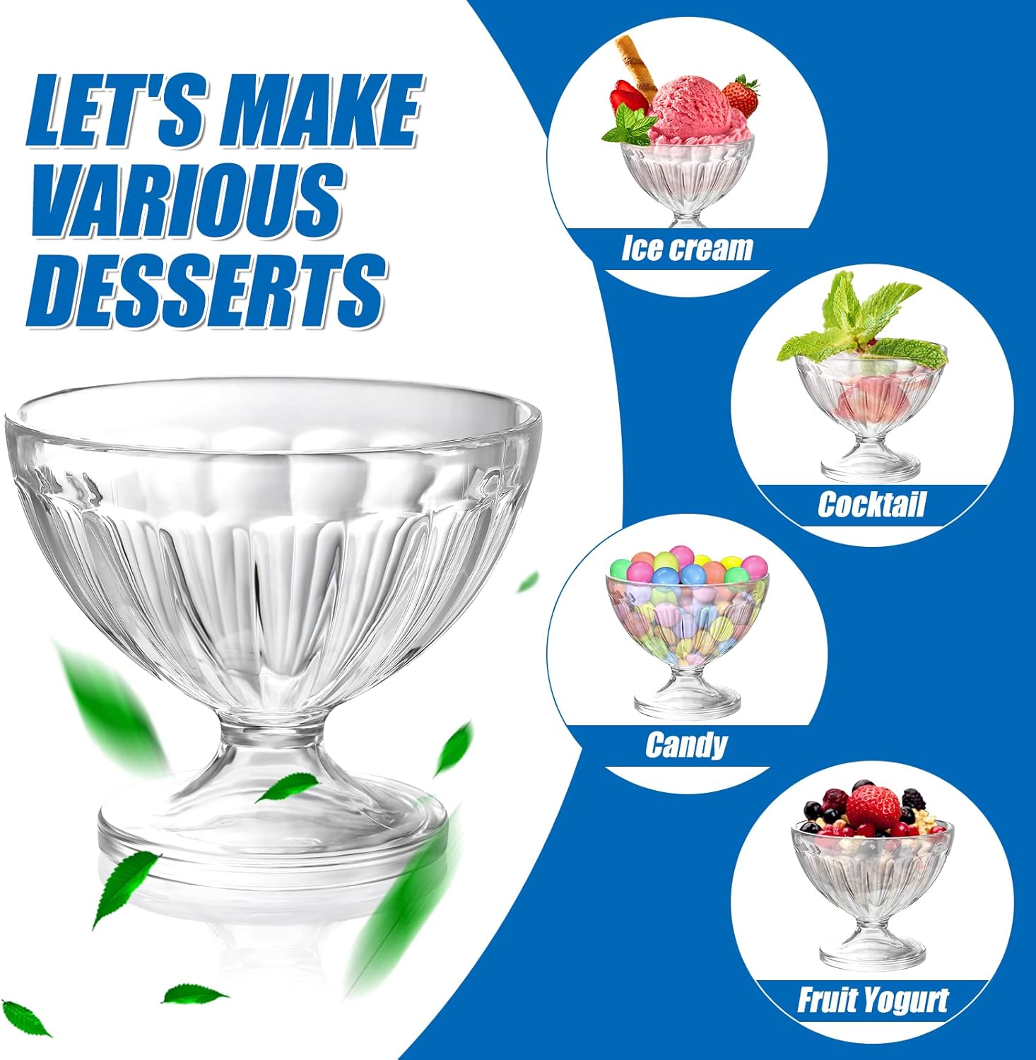 8 oz Clear Plastic Dessert Cups with Lids for Sundae and Parfait Y70543