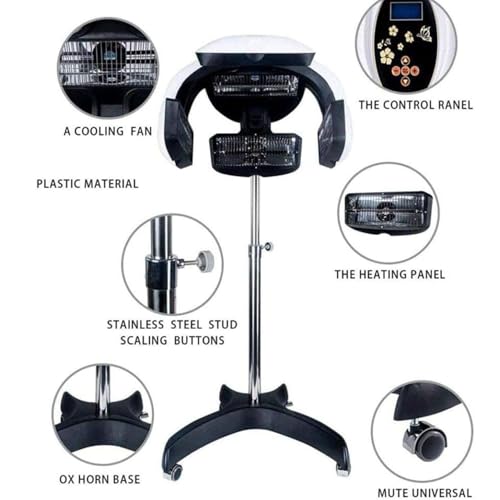 Wall Mount Hair Dryer Processor, 800W Salon Rolling Hood Dryer X31186