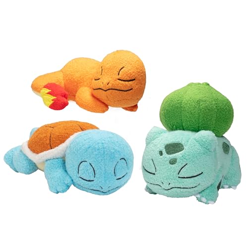 Pokémon 5" Sleeping Squirtle, Charmander & Bulbasaur Plush 3-Pack - Officially Licensed - Add to Your Collection! Quality & Soft Collectible Stuffed Animal Toy - Great Gift for Kids, Boys, Girls